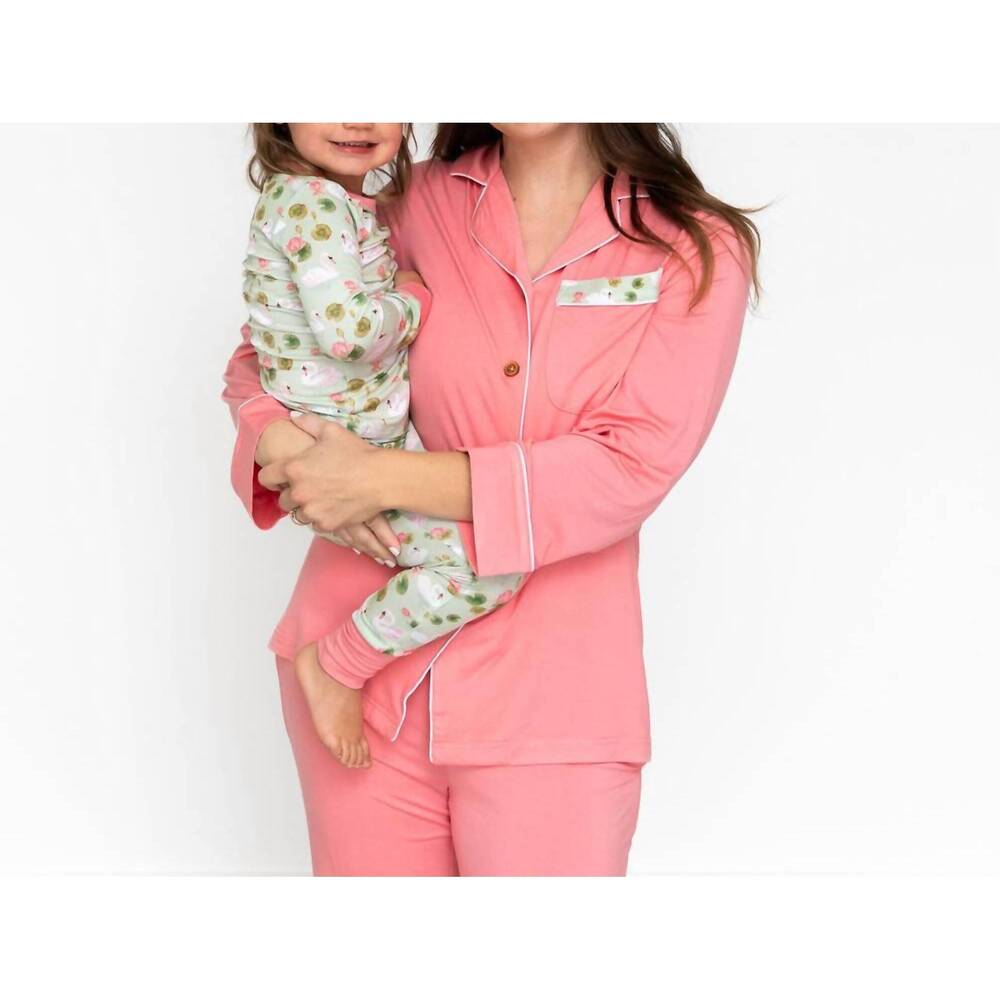 NEW LAREE + CO. lillian's garden swans bamboo luxe lounge set in pink